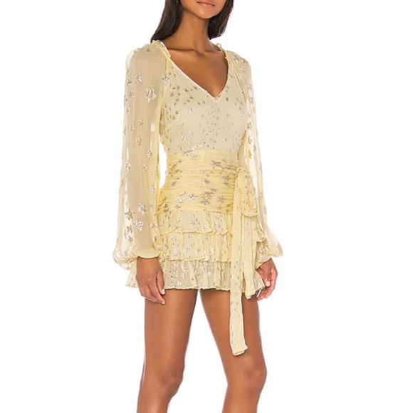 LOVESHACKFANCY Rina Mini Dress Sunflower Yellow Size 4 Small NWT - Picture 2 of 6